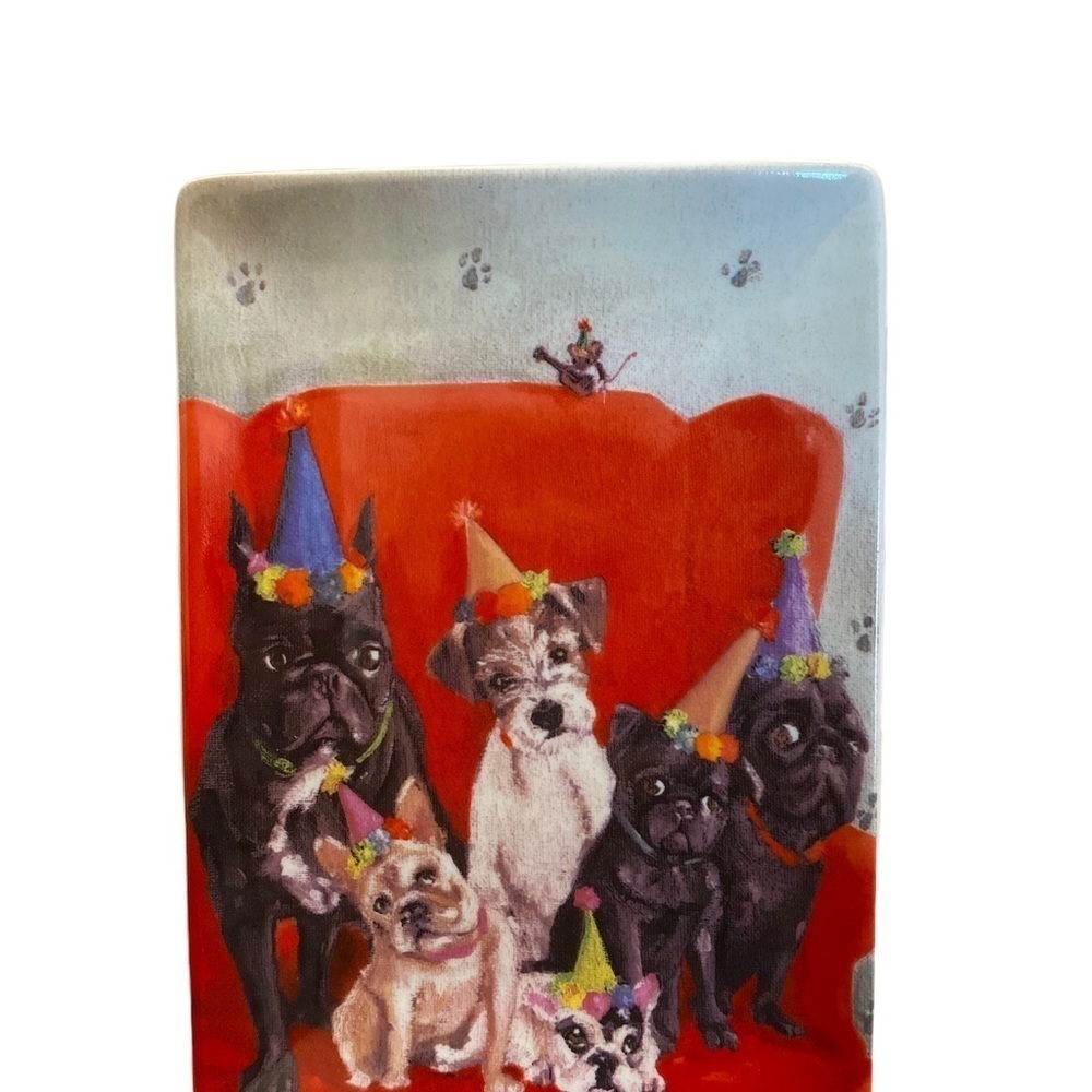 Green box Art + Culture  Dogs Trinket Dish  Art By Lisa Fiver 5”x 7” - Picture 5 of 7